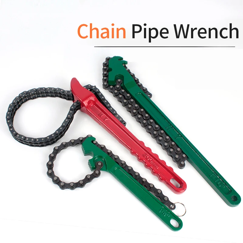 Chain Pipe Pliers Water Pipe Chain Wrench Water Heating Pipe Fittings Wrench Machine Filter Spanners High Carbon Steel Wrench