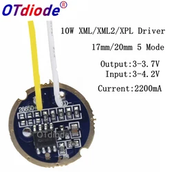 1PCS 10PCS  xml led XPL xml2 led T6 U2 driver 17mm 20mm 3-4.2V 2.2A 5-Mode LED Driver for XM-L LED Emitter