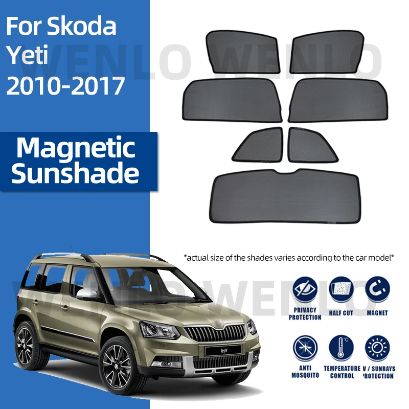 

For Skoda Yeti 2010-2017 Window Sunshade Interior Sun Visor No Sag Mesh Sunscreen Nylon Curtain Magnetic Shield Windshield Cover