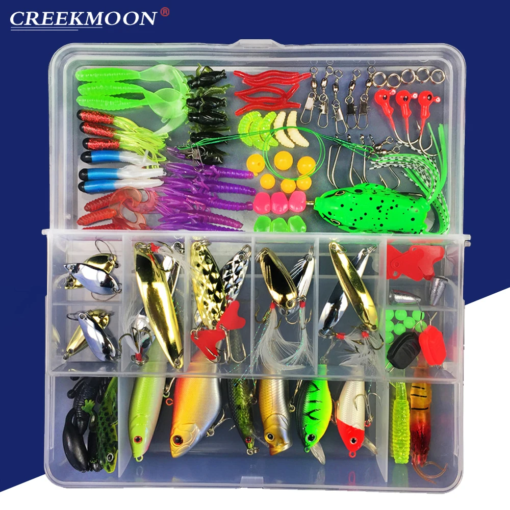 

106-28Pcs Hot Fishing Lure Kit Mixed Plastic Metal Soft Lure Set Wobbler Popper Vib Minnow Jighead Spoon Artificial Bait Tackle