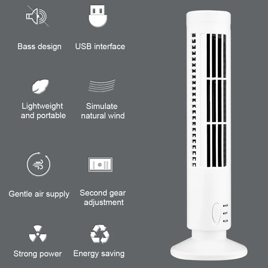 

USB Standing Tower Fans Bladeless Floor Air Cooler Humidifier Leafless Conditioning Fan Office Desk Supplies White/Black
