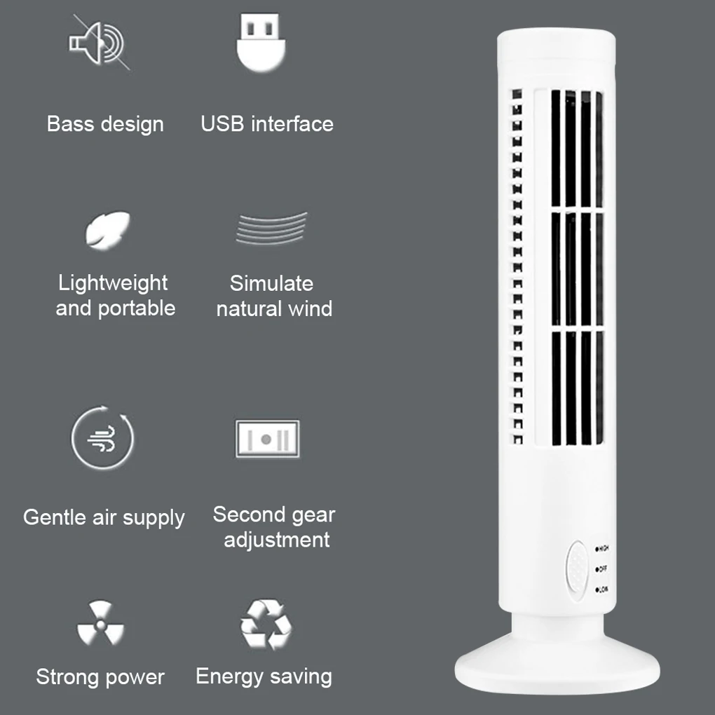 USB Standing Tower Fans Bladeless Floor Air Cooler Humidifier Leafless Conditioning Fan Office Desk Supplies White/Black