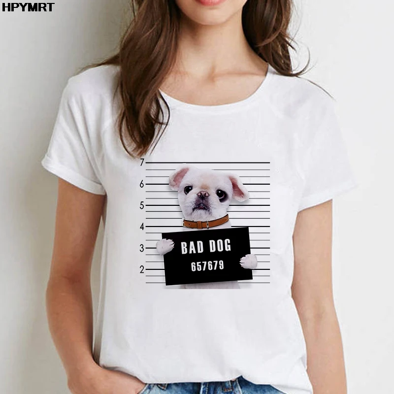 

T-shirts Women 90s Casual Cute Bad Dog Ptinted Kawaii Fashion Graphics Clothes Stylish Tshirt Top Lady Girl Tee T-Shirt Female