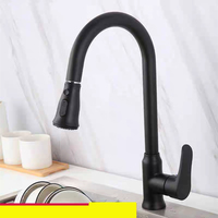 Pull Out Kitchen Faucet Black/Silver Brass Button To Switch Sink Faucet Stream Sprayer Deck Mounted Mixer Sink 360 Rotate Tap