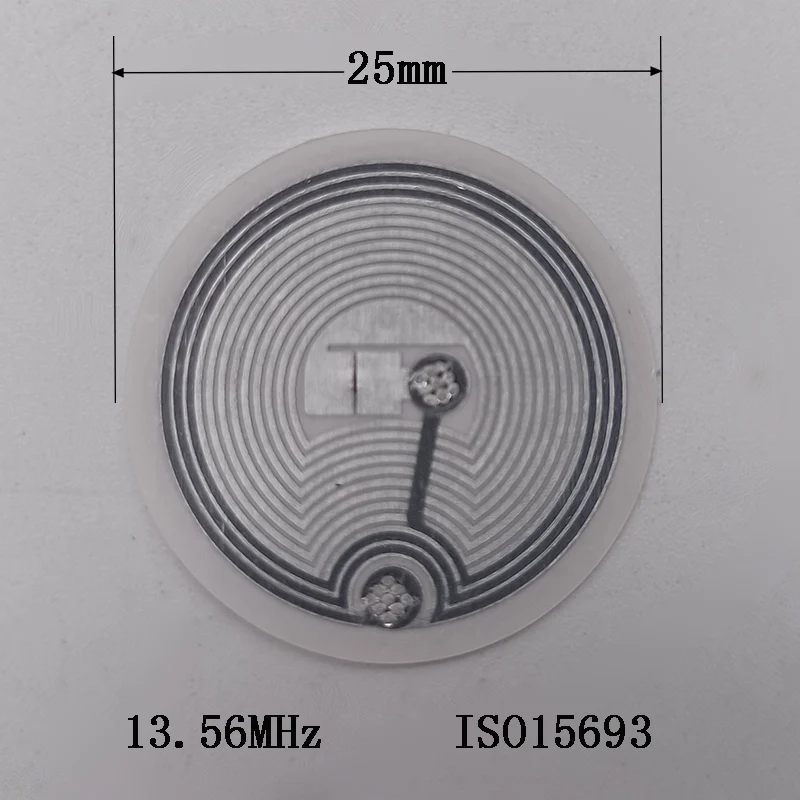 Étiquette Autocollante Ronde Blanche de 25mm, 100 Mhz, Protocole ISO15693, MOQ, HF, RFID, NDavid, 13.56 Pièces