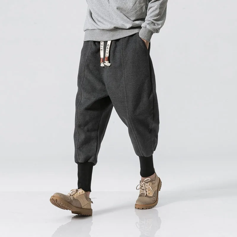 

Men Autumn Winter Woolen Loose Thick Warm Casual Pant Male Streetwear Hip Hop Harem Trousers Joggers Sweatpants