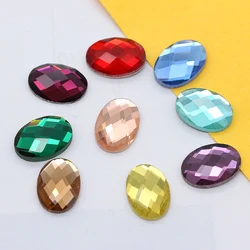 20pcs 8x10 10x14 13x18mm 18x25mm Folied back Oval Wedding Dress Rhinestones Glass Diy Glue-On Button Jewelry Making  accessories