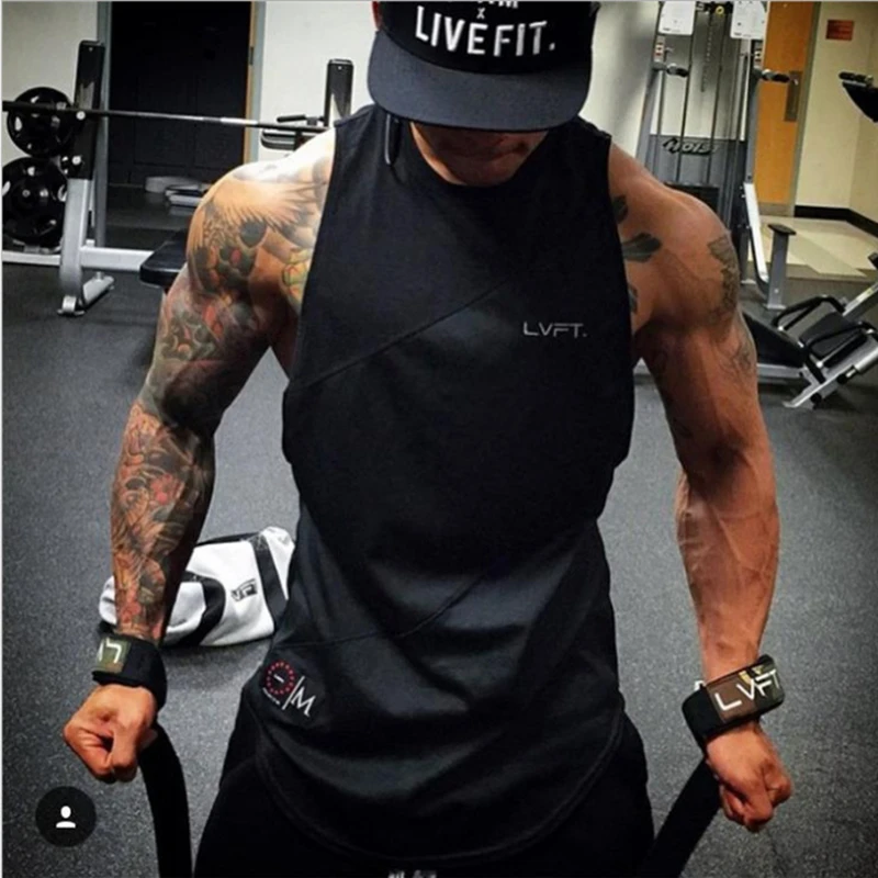 Summer Newest Brand Mens Tank Top Curved Hem Patchwork Gyms Stringers Vest Bodybuilding Clothing Fitness Man Tanks Tops