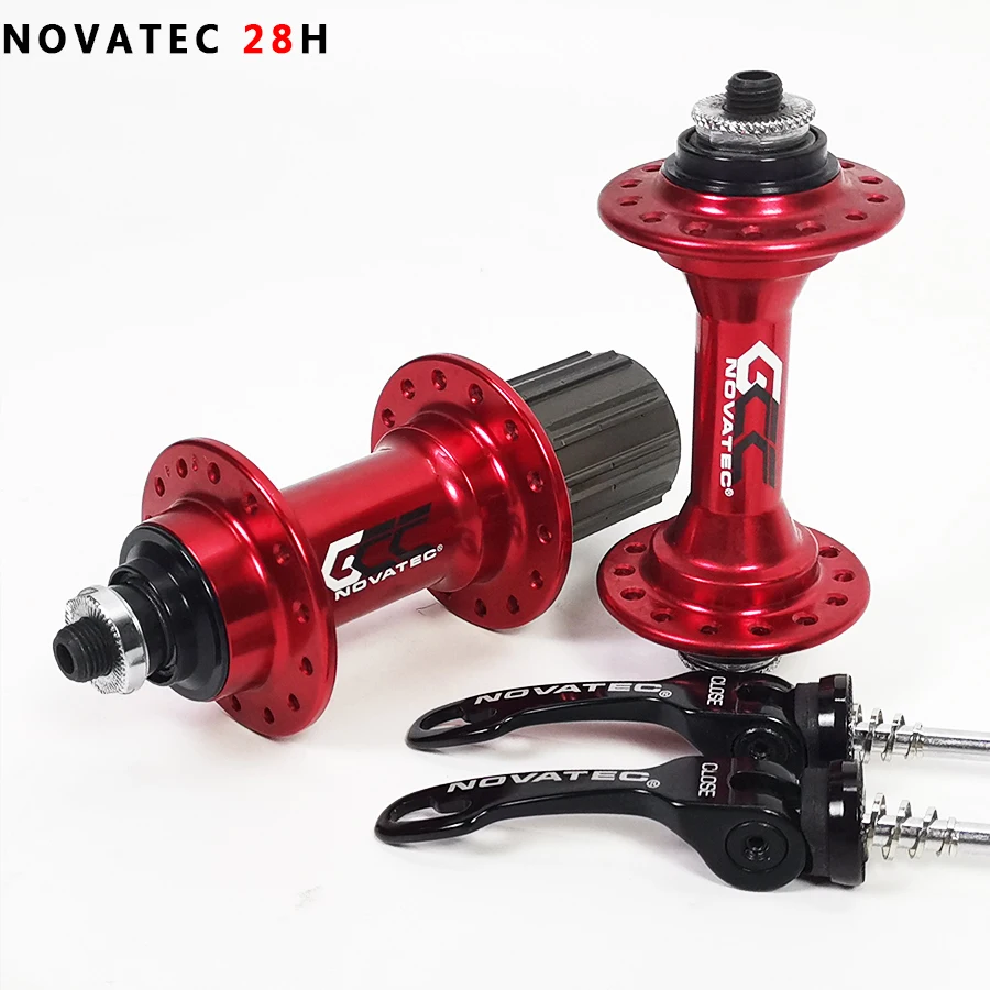 Taiwan-made Jiuyu hub novatec 28-hole road bike trail bike BMX V-brake 8 9 10-speed QR High-strength wear-resistant ball type