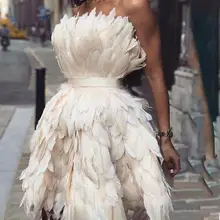 Sexy Off Shoulder Feather Mini Dress 2023 #5