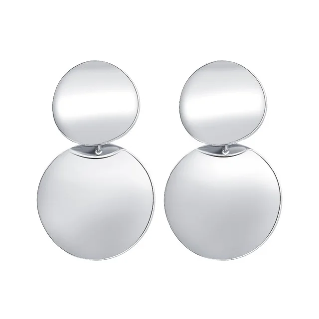 Women's Gold Plated Geometric Big Round Clip Earrings