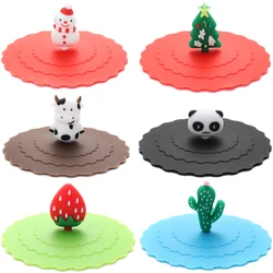 Cartoon Food-grade Silicone Cup Cover Heat-resistant Leak Proof Sealed Lids Cap Dustproof Suction Cover Tea Coffee Lid