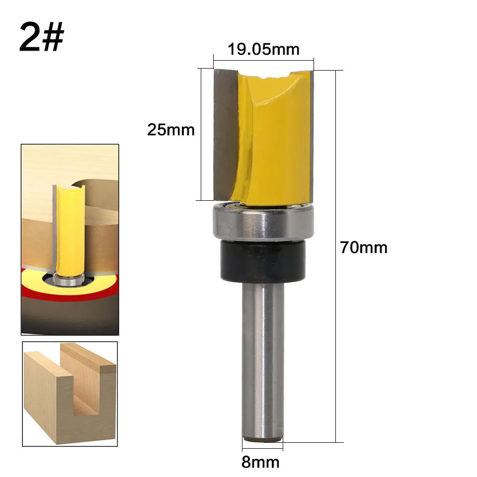 1-4 Máy Tính 8MM Vỏ 2 Sáo Thẳng Router Bit Dụng Cụ Làm Rau Cau Cho Gỗ Carbide Dao Phay Phát Quang cạnh Cắt Tỉa Dao
