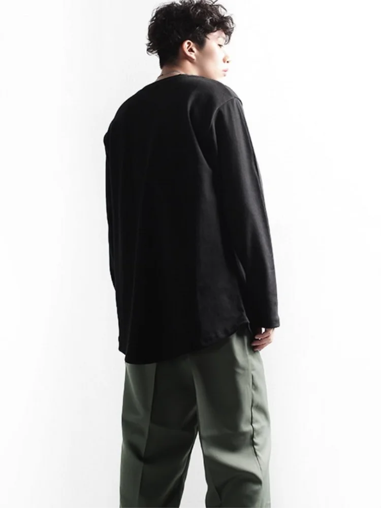 

Men's Long Sleeve T-Shirt Spring And Autumn New Korean Solid Color Round Collar Comfortable Leisure Loose Large Size T-Shirt