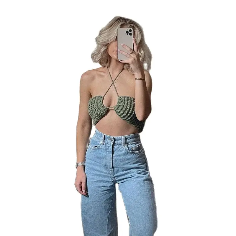 

Halter Top 2021 Summer Fashion Women New Product Slim Vest Dos Nue Sexy Camis Undershirt Women Summer Top Aesthetic Clothes