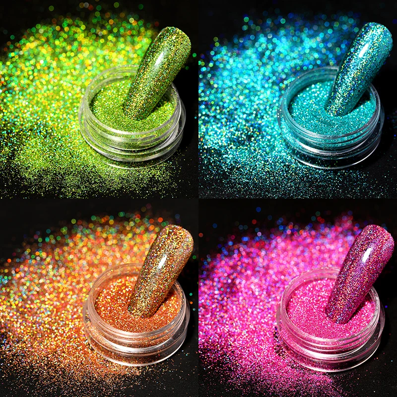 Laser/Mirror Metallic Glitter Iridescent Chrome Nail Powder Dust Sparkling Flakes Pigment DIY Shine Nail Art Supplies Decor