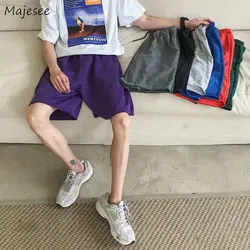 Pantalones cortos informales para hombre, pantalones cortos lisos sencillos de talla grande 5XL, ropa de calle de moda coreana para hombre, estudiantes que combinan con todo, Ulzzang Chic Ins BF