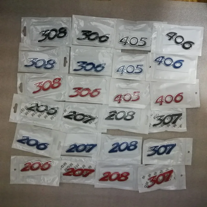 สำหรับ Peugeot 206 207 208 306 307 308 405ตราสัญลักษณ์ด้านหลัง Trunk จำนวนสติกเกอร์รถจัดแต่งทรงผม