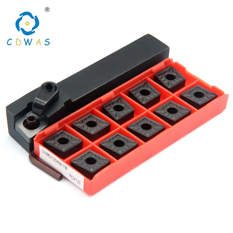 

10pcs CNMG120404 / 08 PC4125 Black Carbide Inserts + 1pc MCLNR1616H12 External Turning Tool Holder CNC Lathe Cutter Tools Set