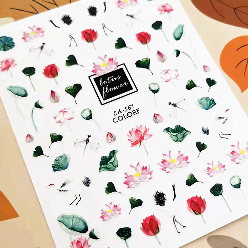 Newest Mixed Flower Design 3D Self Adhesive Decal Slider DIY Decoration Tips Nail Sticker CA561