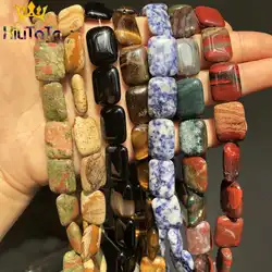 13*18mm Natural Stone Beads Rectangle Turquoises Agates Yellow Tiger Eye Quartz Malachite Beads For Jewelry Making DIY Bracelet