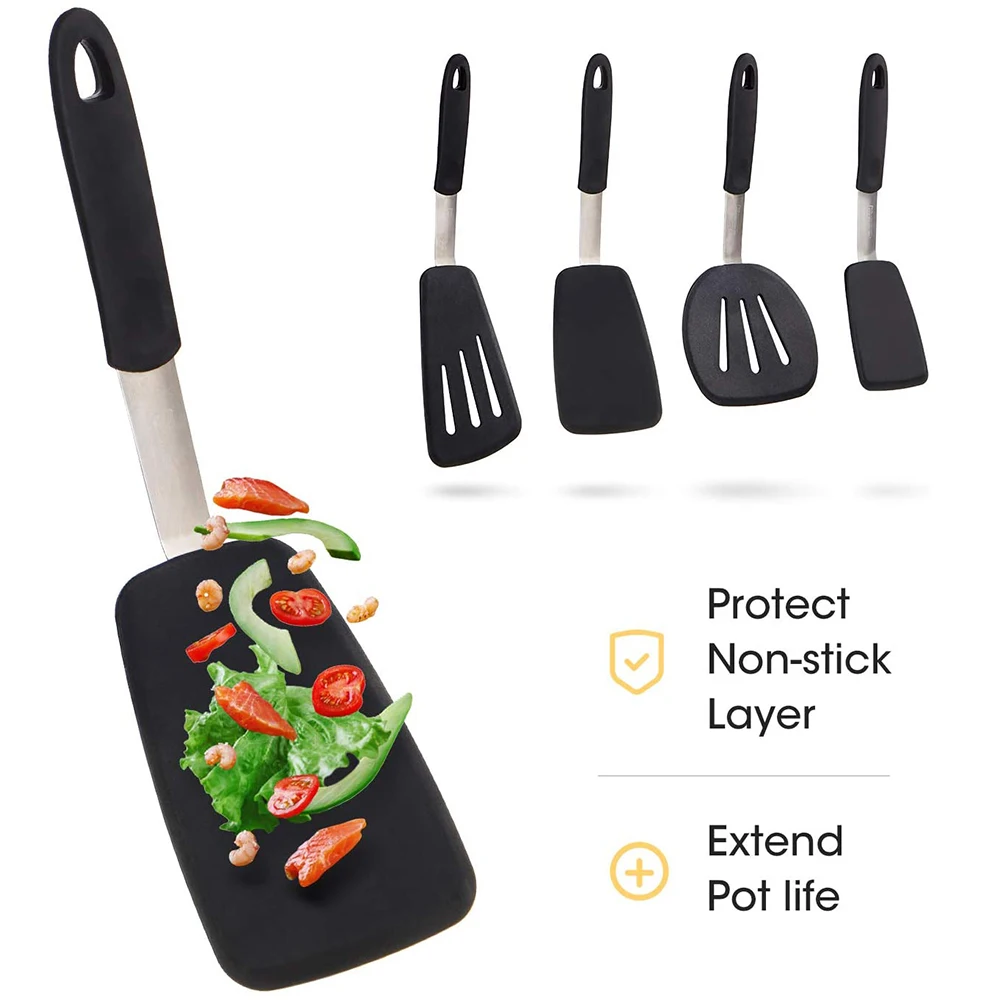 WALFOS Non-stick Silicone Spatula Baking Kitchen Tools Reusable Silicone Spatula Spoon Fried Egg Shovel Fish Shovel