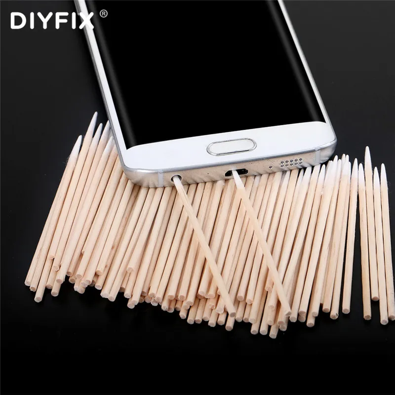 DIYFIX hisopo de algodón ultrafino, Punta pequeña puntiaguda para Apple, Huawei, Samsung, puerto de carga, herramienta de limpieza de orificios para