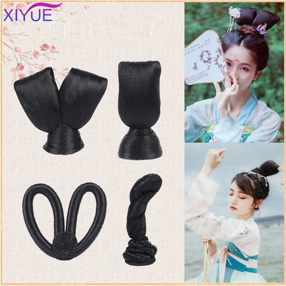 XIYUE Costume antico Hanfu da donna parrucca sintetica antica cinese Chignon Princess Hair Bun Stage TV parrucca Cosplay