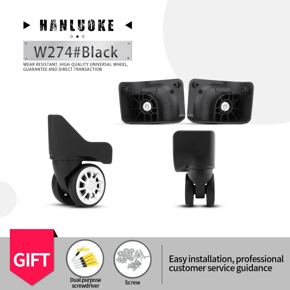 HANLUOKE W274 Luggage Universal Wheel Accessories Wheel Boarding Luggage Roller Wheel Aircraft Wheel Replacement Wear-Resistant