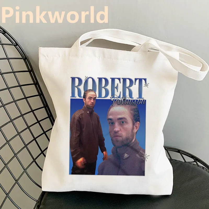 Bolso de hombro con estampado de Robert Pattinson para mujer, bolsa de mano con estampado de Meme, color blanco y negro, a la moda, envío directo