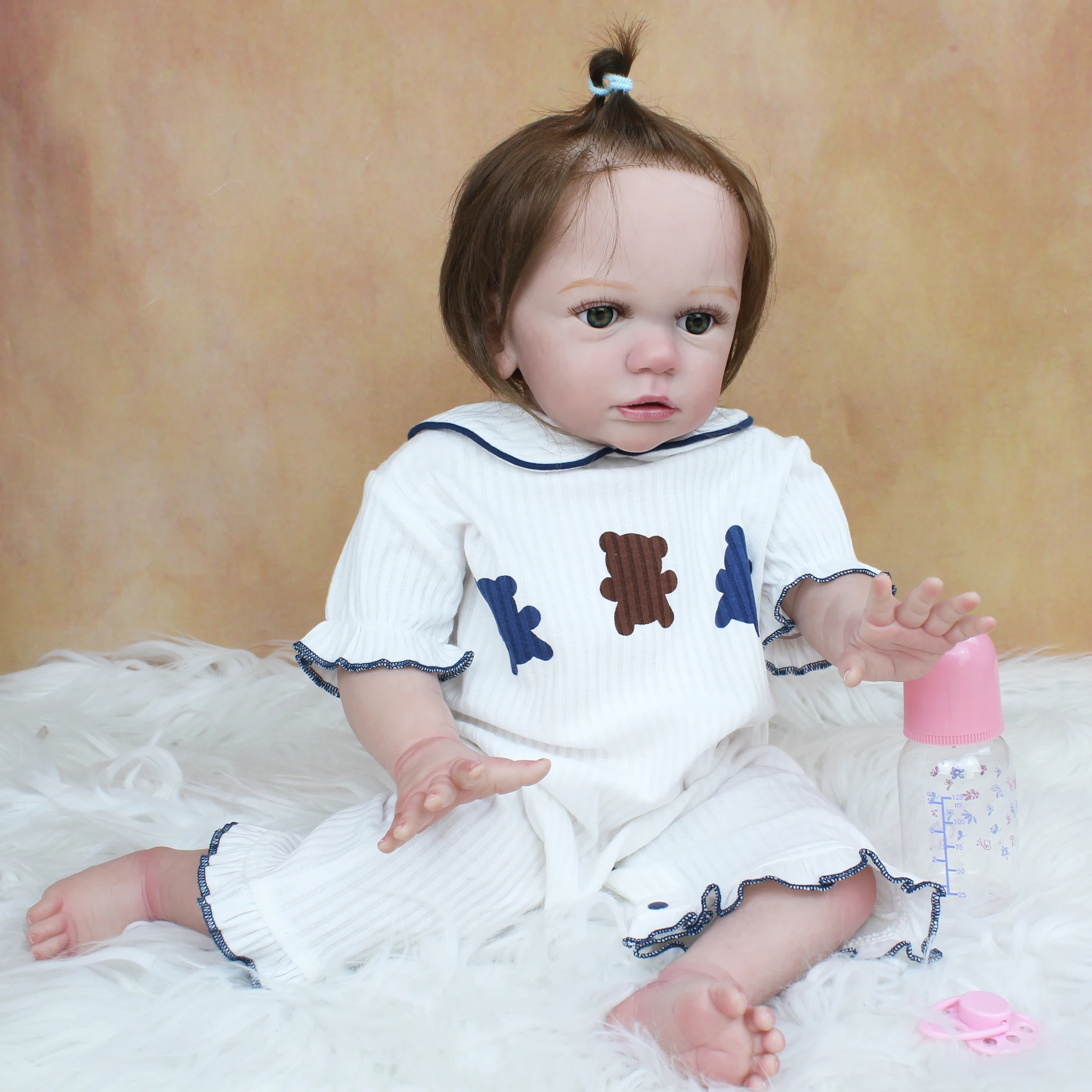 60 CM 3D-Paint Skin Soft Silicone Reborn Baby Doll For Girl Like Real Princess Toddler Toy Dress Up Alive Bebe Real Touch