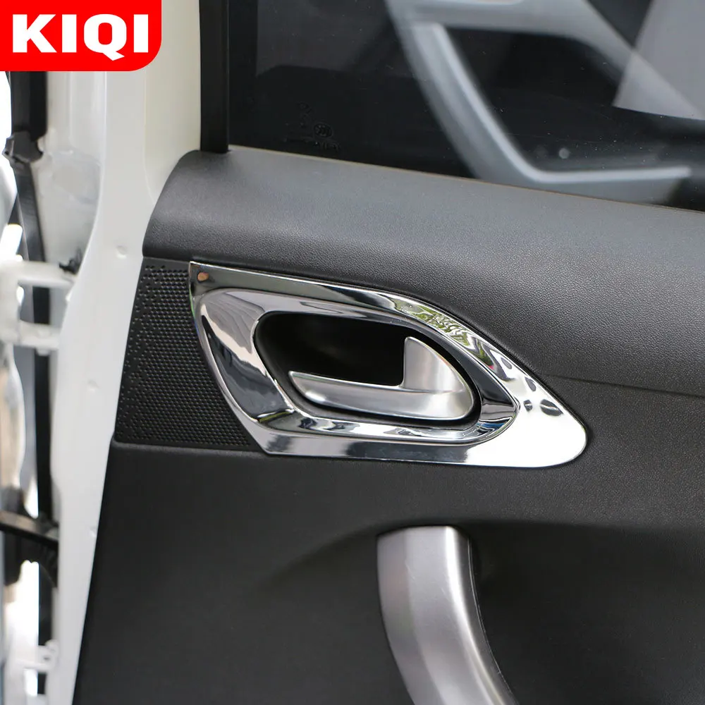 KIQI Car Stickers for Peugeot 208 2014 - 2019 ABS Chrome Inner Door Handle Bowl Cover Trim Sticker