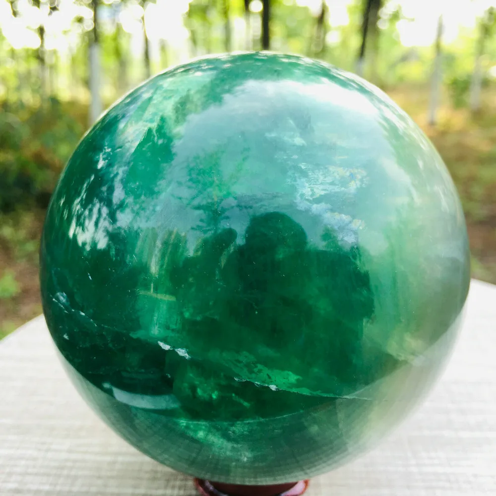 1.2kg Natural Green Fluorite Ball Quartz Crystal Healing gemstone Sphere Reiki