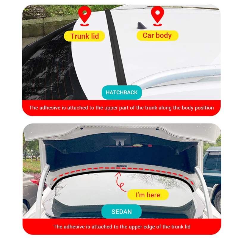 SEAMETAL Car Trunk Lid Gap Seal Strip Rubber Trunk Sealing Strip for Sedan SUV Hatchback Anti Dust Waterproof Auto Weather Strip