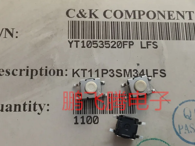 1-50PCS KT11P3SM34LFS   US C&k sealed waterproof and dusty touch switch 6*6*4 patch 4-pin button micro