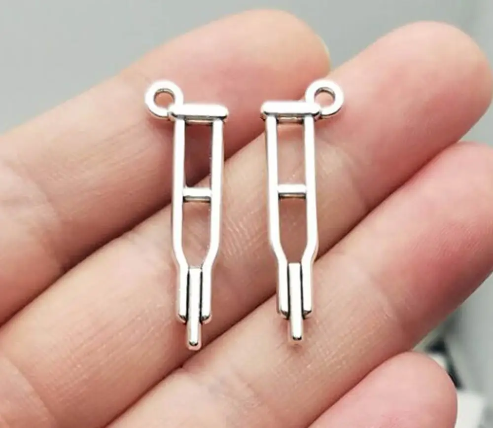 25pcs/lot--32x10mm, Canes Crutches cham,Antique silver plated Canes Crutches Charms,DIY supplies,Jewelry accessories