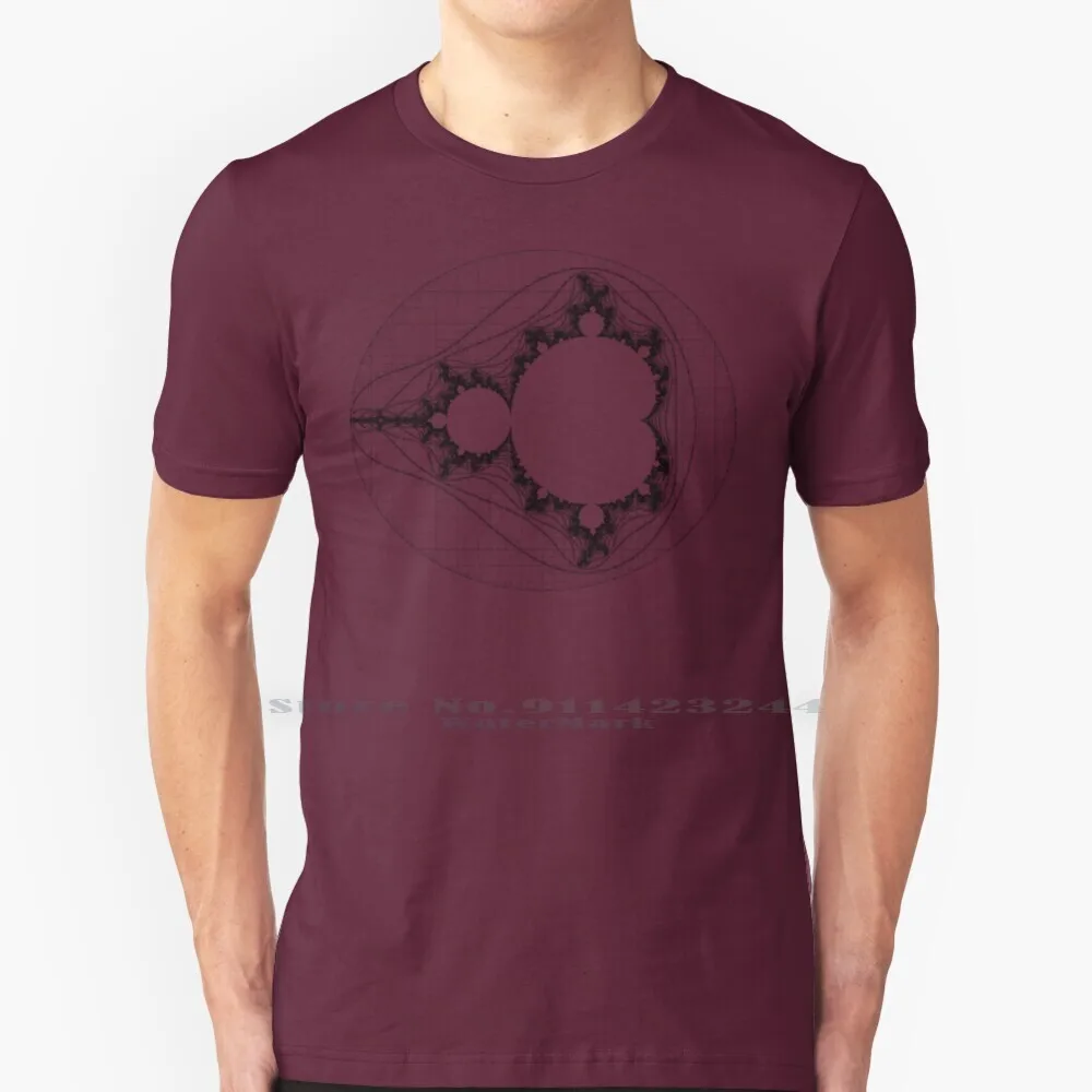 Black-Mandelbrot 100% Cotton T Shirt Black Chaos Fractal Maths Monochrome Rupertrussell Mandelbrot Tee Short Sleeve Long Sleeve