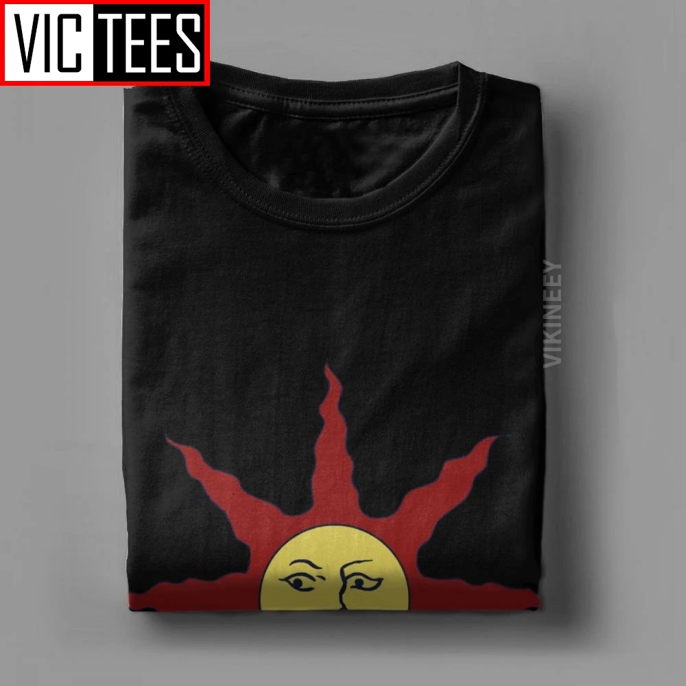 Dark Souls-Camiseta de algodón puro para hombre, camisa de cuello redondo, Solaire de asta, Praise The Sun Bloodborne Game, Humor