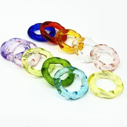 10pcs/lot Ins Aesthetic Colorful Transparent Acrylic Crystal Korean Geometric Irregular Square Rings for Women Trendy Jewelry