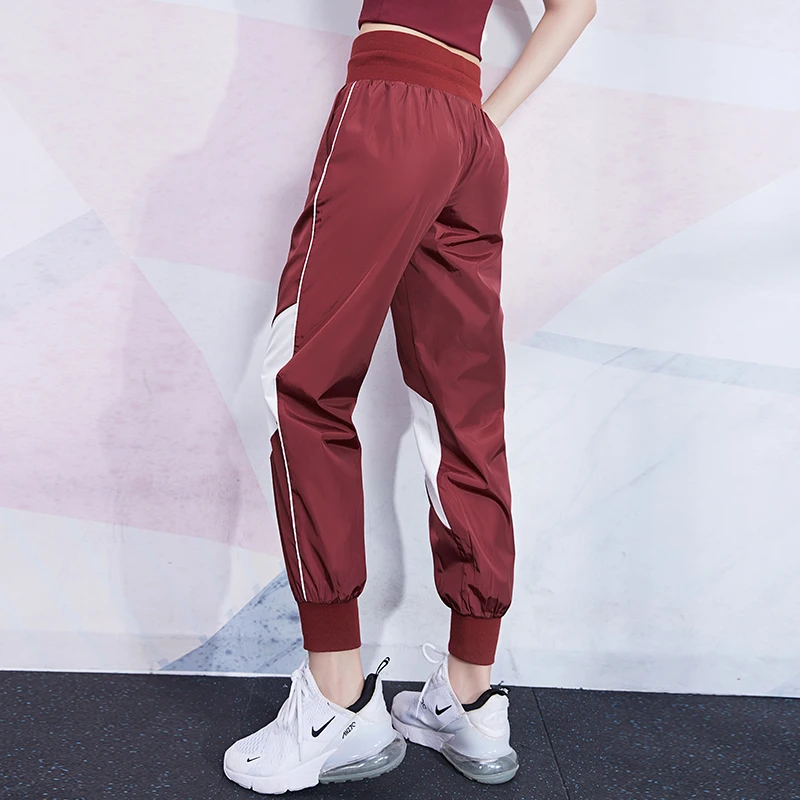 Women's Loose Thin Sport Pants Running Trousers Adjustable Waist Training Gym Pants Female Outdoor Sweatpants Spliced Colors