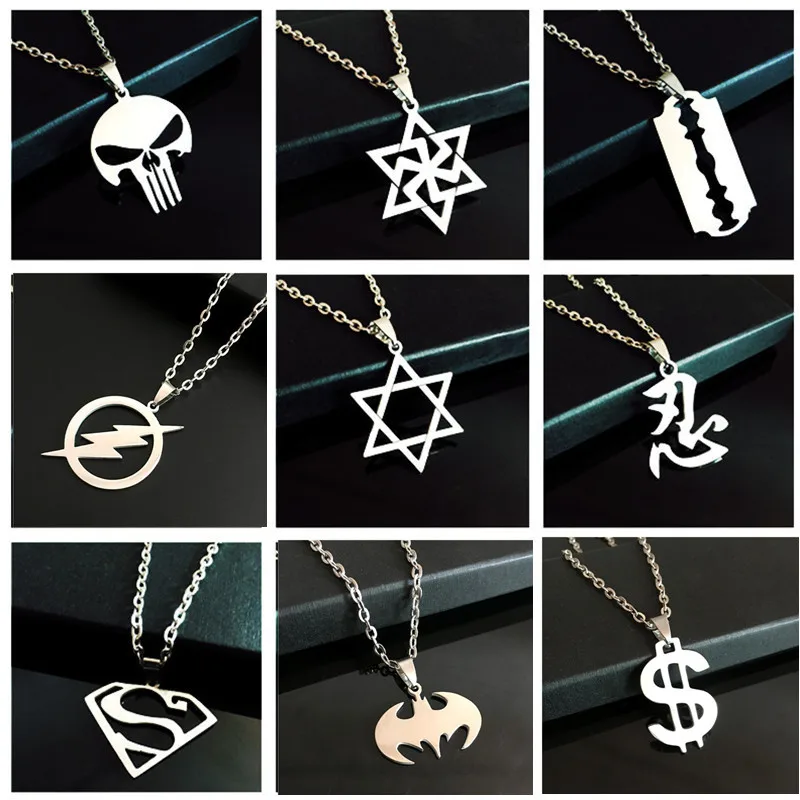 Mode herren Edelstahl Halskette Menschen Flash Hero Skeleton Logo Anhänger Halsketten Hohe Qualität Choker Schmuck Geschenk