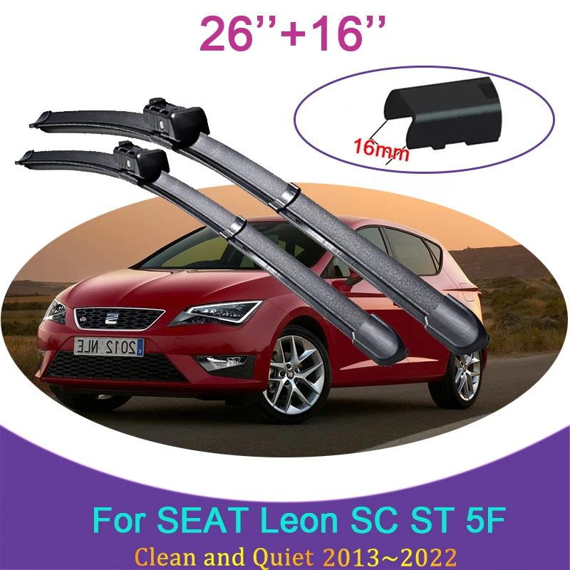 

for SEAT Leon SC ST 5F 2013~2021 2014 2015 Frameless Rubber Wiper Snow Scraping Front Windshield Brushes Car Accessories Sticker