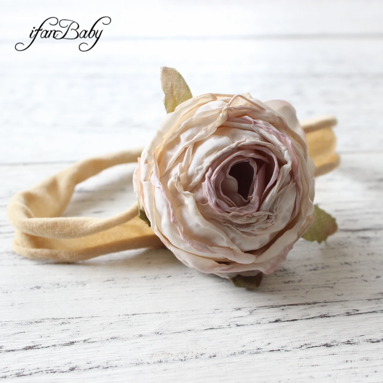 Decoration Artificial Craft Burned Fabric Flower On Nylon Elastic Hairband Flower Headband For Kids Girl Hair Accessories