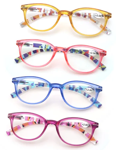 Imagen 2 del producto Gafas de lectura para mujer, lentes ovaladas con montura colorida, para hipermetropía, presbicia, cuidado de la visión, con bisagra de resorte Flexible