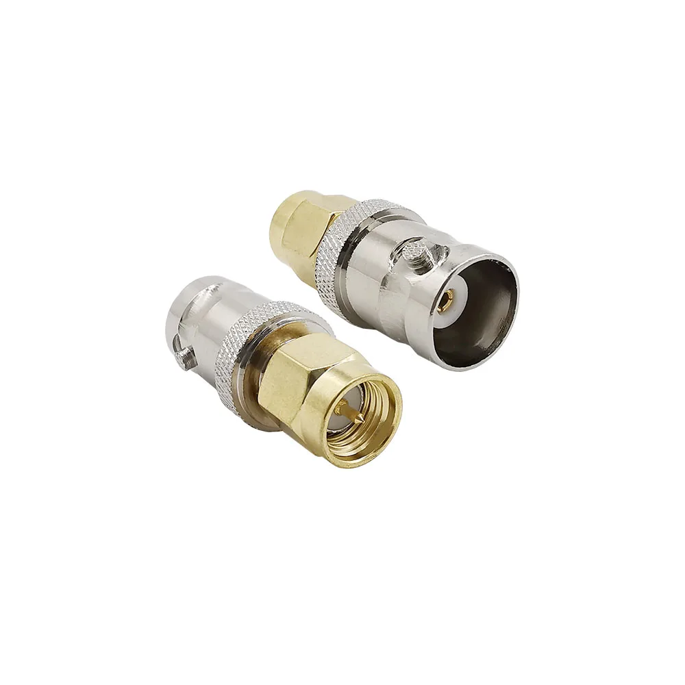 2Pcs BNC to SMA Adapter BNC Male to SMA Female Plug Jack Straight RF Connector SMA-BNC Connectors Nickel Plating