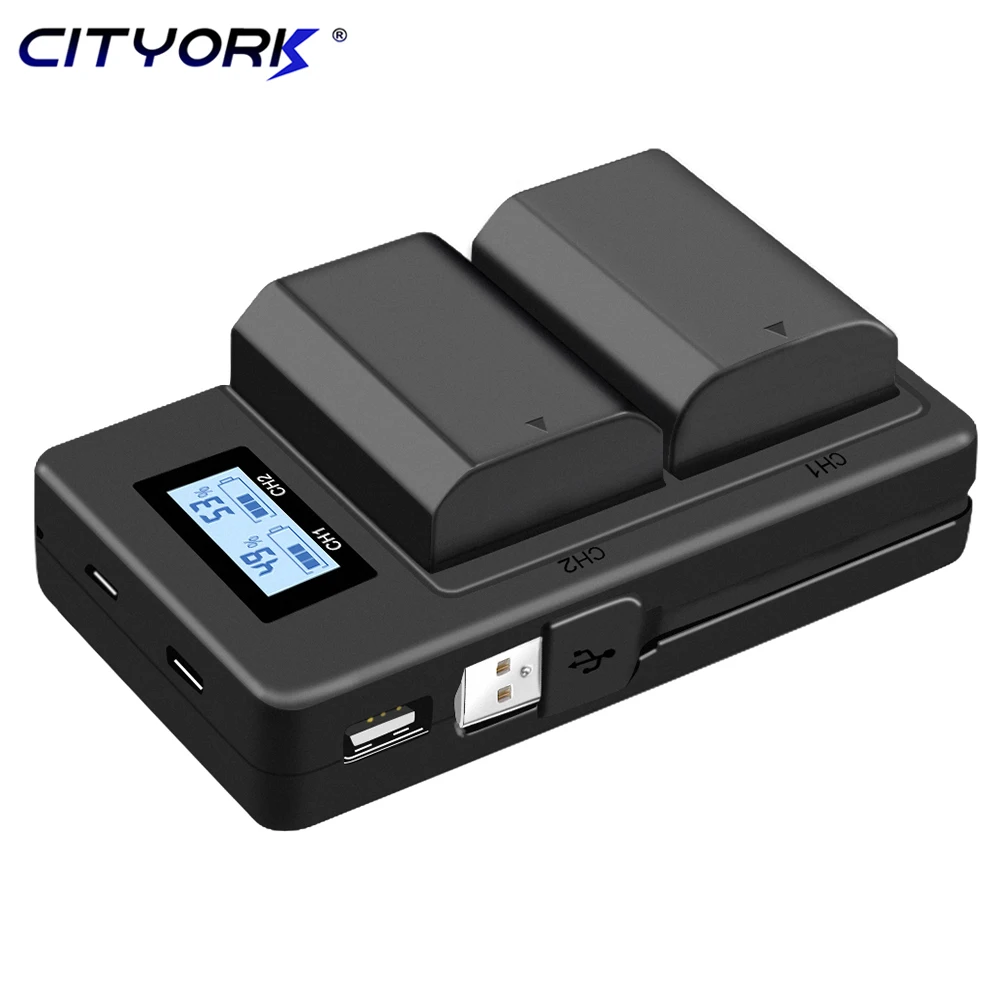 CITYORK NP-FZ100 NPFZ100 NP FZ100 Battery + Storage Box/LCD Dual Fast USB Charger for Sony BC-QZ1, Sony a7R III, a7 III, a9, A66