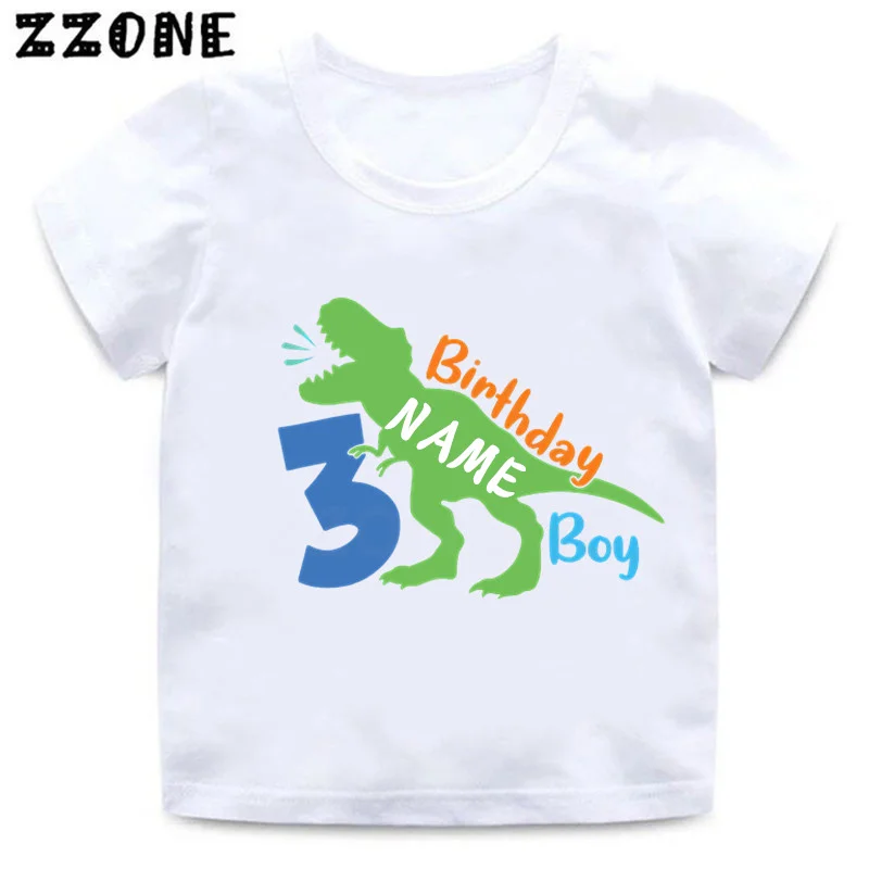 

Dinosaur Number Cartoon Funny Boys T-shirt Customize Name Birthday Kids T shirt Baby Children Dino Party Tops Clothes,HKP2484