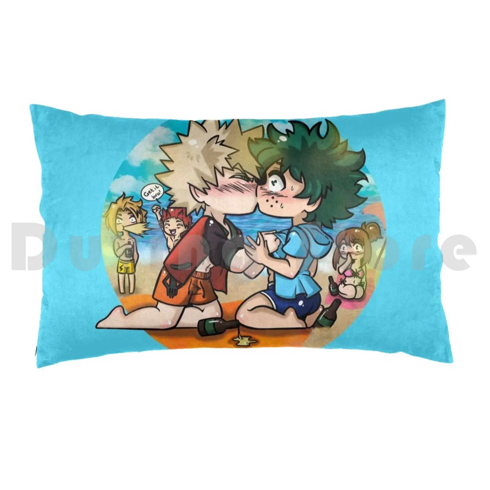 Bakugou And Deku Sharing A Drunken Kiss On The Beach Mha Pillow Case DIY 50*70 Mha Bnha Bakugou Deku Katsuki