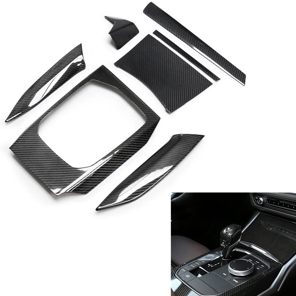 

For BMW 3 Series G20 G21 2020 Gear Panel Shift Box Storage Panel Cover Trim Real Carbon Fiber Center Console Sticker Frame Kit