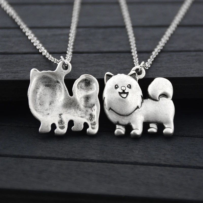 Cute Cartoon Pomeranian & German Spitz Dog Charm Pendant & Necklaces Boho Long Chain Animal Necklaces For Women Fashion Jewelry